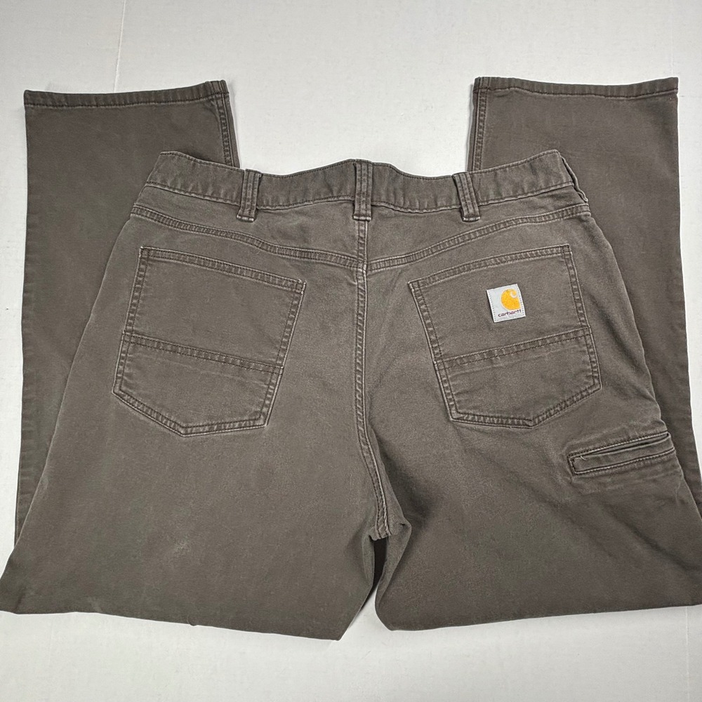 Carhartt Rugged Flex Relaxed Fit Pants Mens 38x30 Ripstop Brown Canvas Work EUC